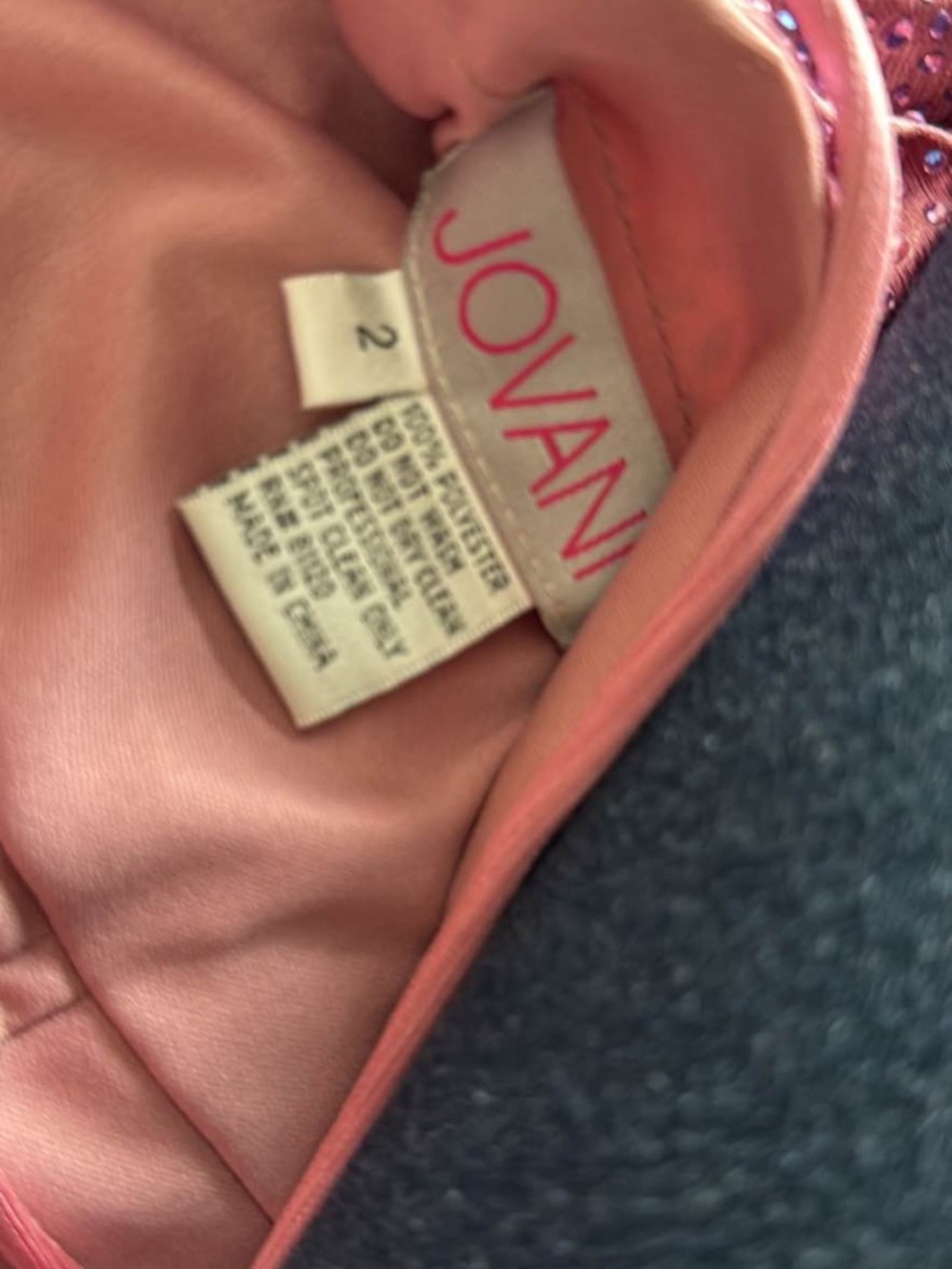 Jovani Pink Backless Satin-Effect Evening Gown - Picture 3 of 3